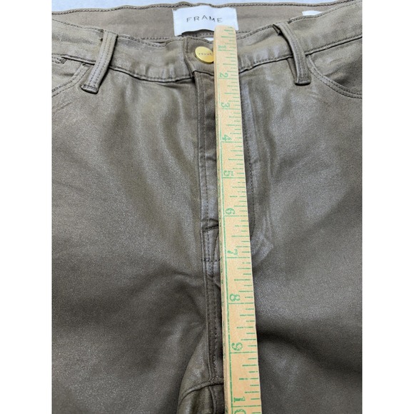 FRAME Jeans Womens 27 Olive‎ Le High Skinny Military Coated High Rise Denim - Picture 7 of 15